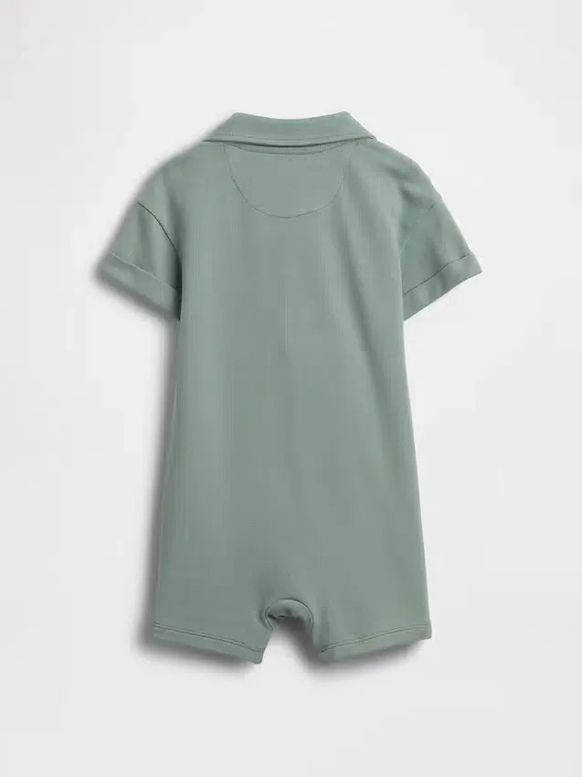 Tuta corta da neonato in piqué stile Polo