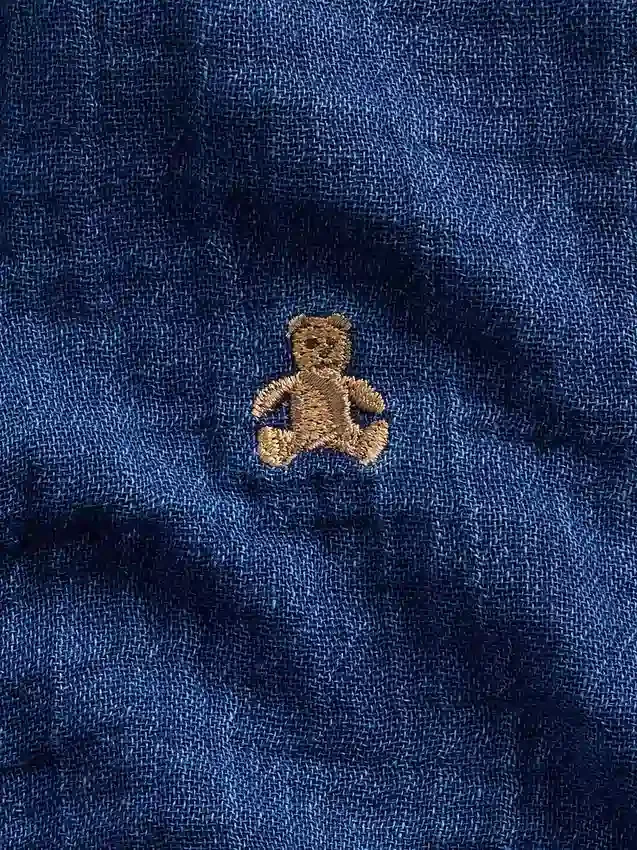 Tuta corta in denim e garza di cotone per neonati