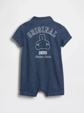 Tuta corta in denim per neonati con Gap Logo