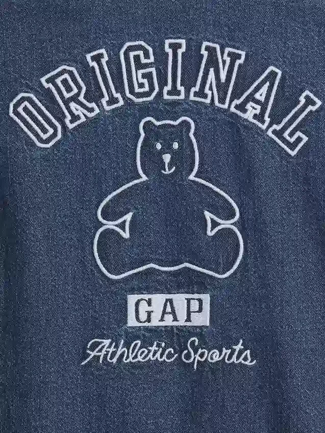 Tuta corta in denim per neonati con Gap Logo