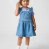 Tuta in denim con tasche a forma di orsetto per neonato & bebè