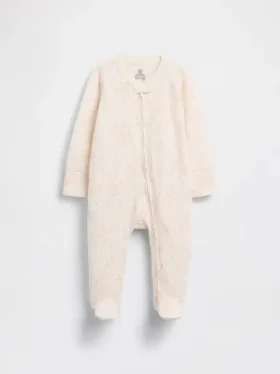 Tutina con piedini in cotone biologico a motivi floreali per neonati