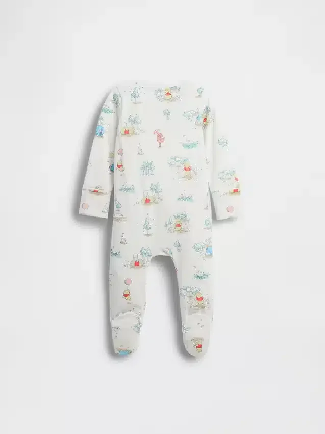 Tutina con piedini in cotone biologico Winnie the Pooh per neonati