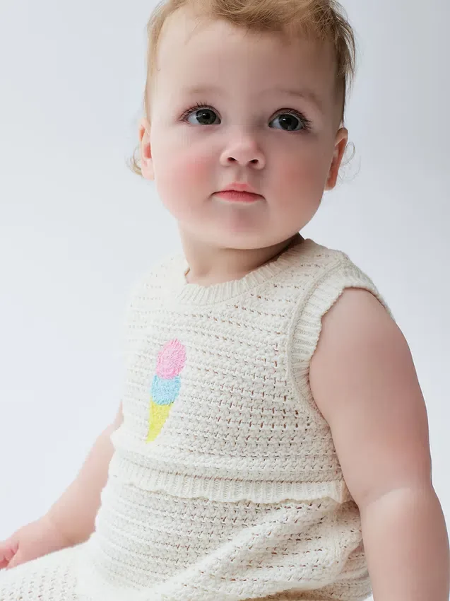 Tutina corta all’uncinetto Baby Ice Cream