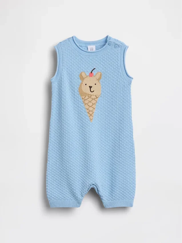 Tutina corta all’uncinetto Baby Ice Cream Bear