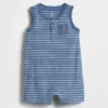 Tutina corta Henley in cotone biologico per neonati