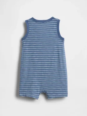 Tutina corta Henley in cotone biologico per neonati