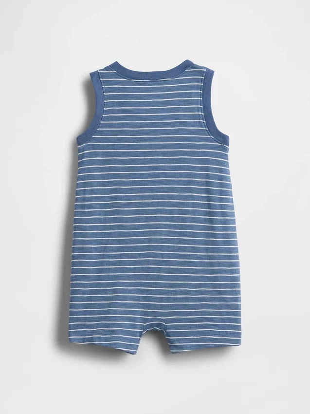 Tutina corta Henley in cotone biologico per neonati
