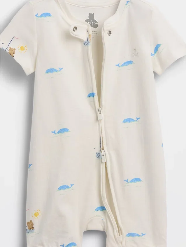 Tutina corta in cotone biologico "Baby First Favorites"
