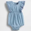 Tutina in denim con occhielli per neonati