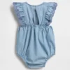 Tutina in denim con occhielli per neonati