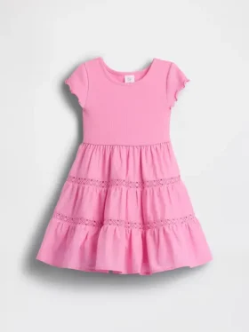 Vestito a balze con bordi in pizzo per neonato & bebè