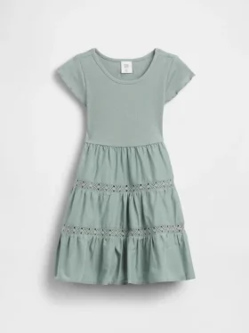 Vestito a balze con bordi in pizzo per neonato & bebè