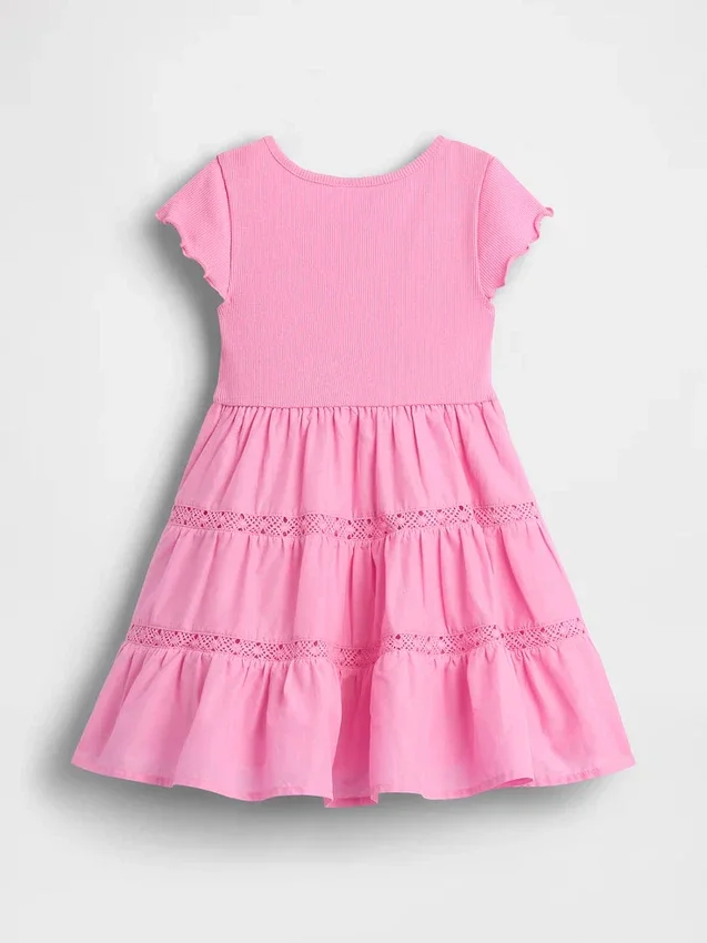 Vestito a balze con bordi in pizzo per neonato & bebè