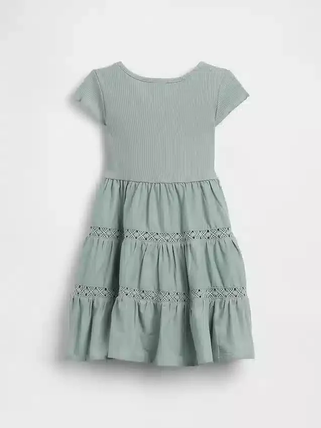 Vestito a balze con bordi in pizzo per neonato & bebè