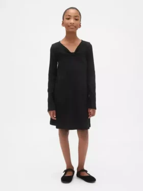 Vestito a costine con fiocco per bambina