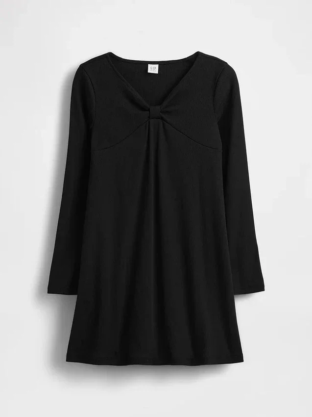 Vestito a costine con fiocco per bambina