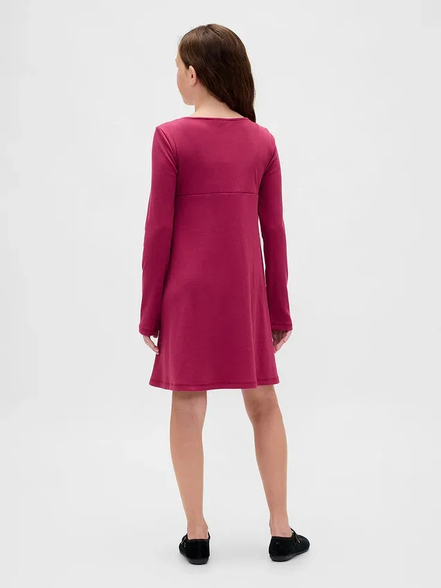 Vestito a costine con fiocco per bambina