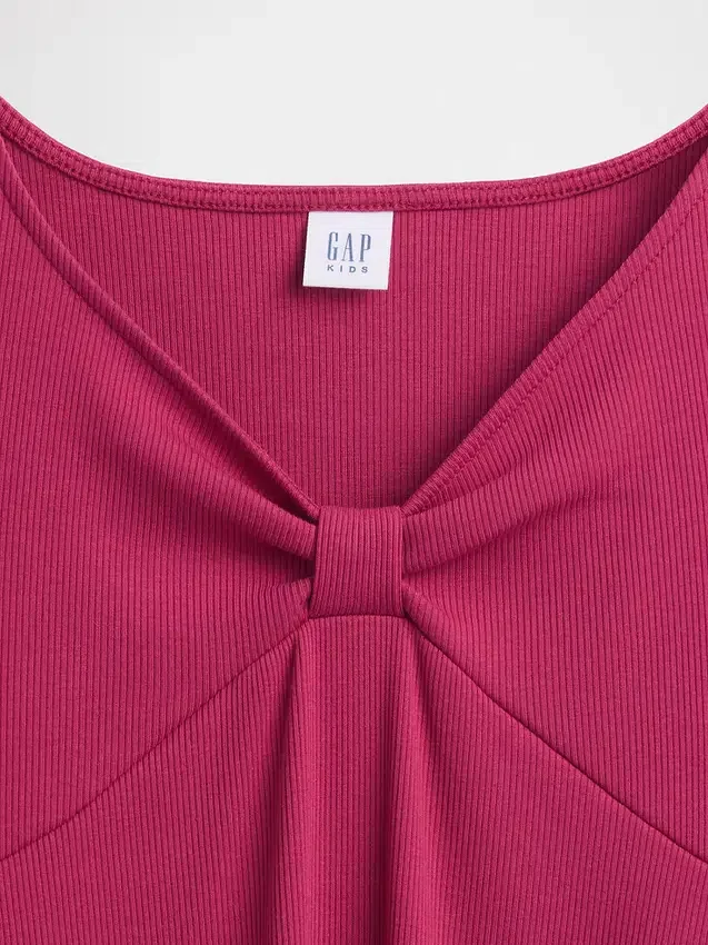 Vestito a costine con fiocco per bambina