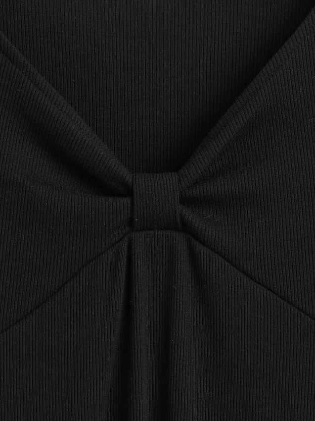 Vestito a costine con fiocco per bambina
