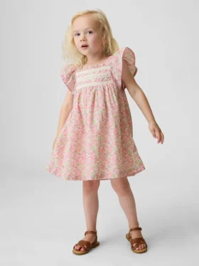 Vestito a fiori con maniche svolazzanti per neonato & bebè