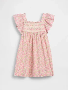 Vestito a fiori con maniche svolazzanti per neonato & bebè