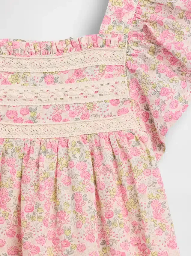 Vestito a fiori con maniche svolazzanti per neonato & bebè