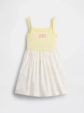 Vestito a grembiule in tessuti misti per neonato & bebè