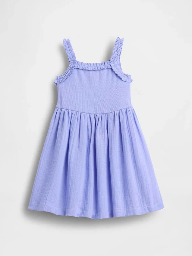 Vestito a grembiule in tessuti misti per neonato & bebè