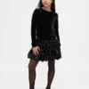 Vestito a palloncino con paillettes in tessuti misti per bambini