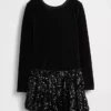 Vestito a palloncino con paillettes in tessuti misti per bambini