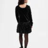 Vestito a palloncino con paillettes in tessuti misti per bambini