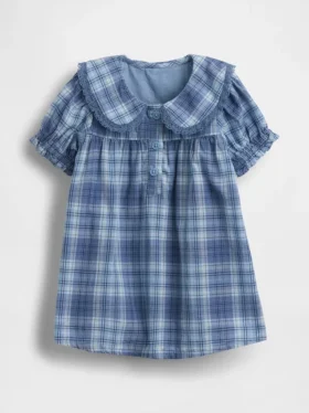 Vestito a quadri con colletto per neonati