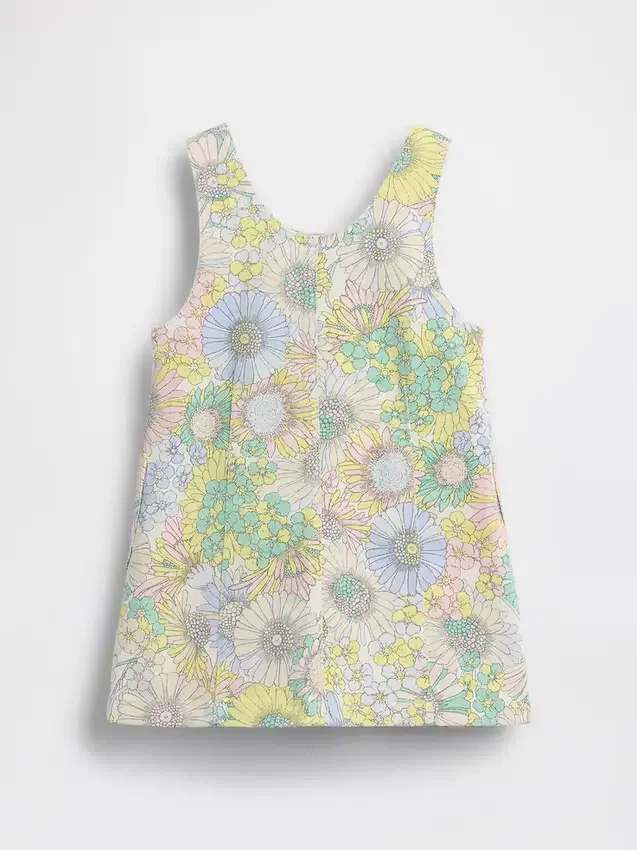 Vestito a salopette in denim a fiori per neonato & bebè