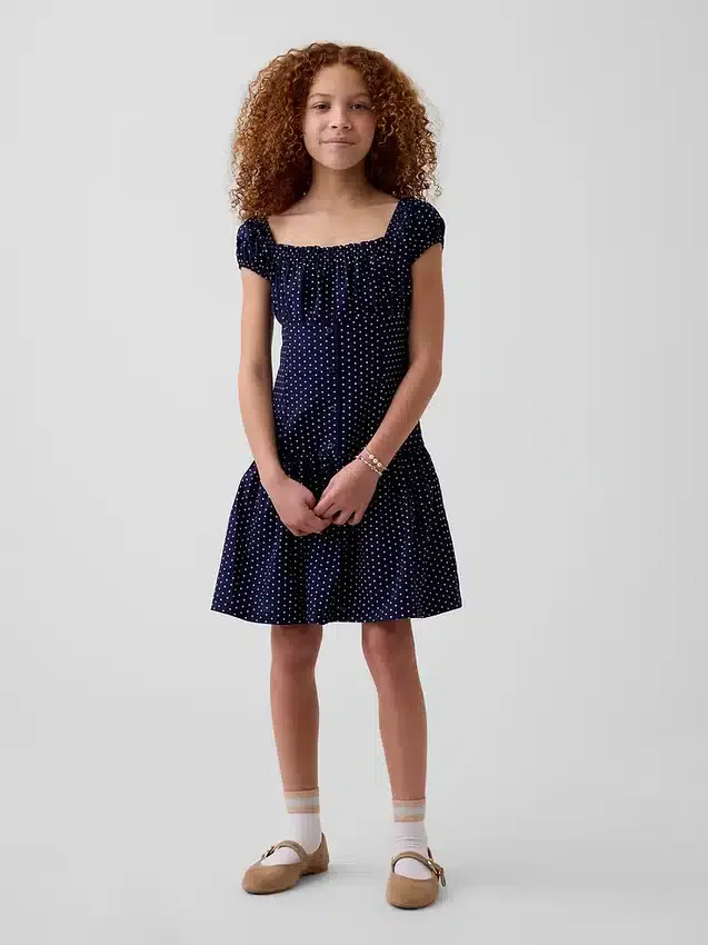 Vestito a vita bassa a pois per bambini