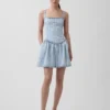 Vestito a vita bassa in denim a righe ultra morbido