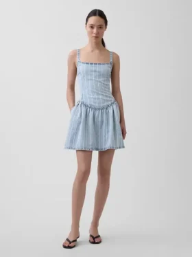 Vestito a vita bassa in denim a righe ultra morbido
