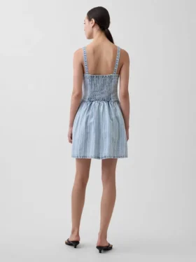 Vestito a vita bassa in denim a righe ultra morbido