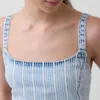 Vestito a vita bassa in denim a righe ultra morbido