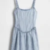 Vestito a vita bassa in denim a righe ultra morbido