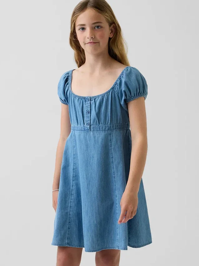 Vestito babydoll in denim per bambini