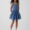 Vestito canotta a balze in tessuto misto per bambini