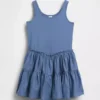Vestito canotta a balze in tessuto misto per bambini