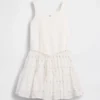 Vestito canotta a balze in tessuto misto per bambini