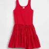 Vestito canotta a balze in tessuto misto per bambini