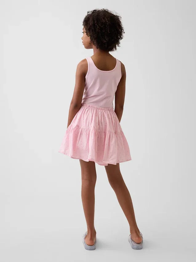 Vestito canotta a balze in tessuto misto per bambini