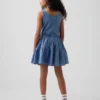 Vestito canotta a balze in tessuto misto per bambini