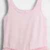 Vestito canotta a balze in tessuto misto per bambini