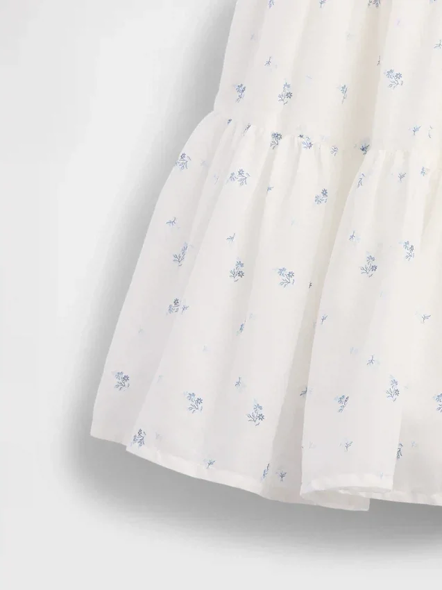 Vestito canotta a balze in tessuto misto per bambini
