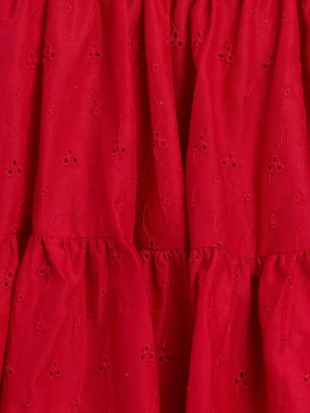 Vestito canotta a balze in tessuto misto per bambini